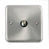Curved Satin Chrome Non-Isolated Single Satellite Outlet - Black Trim - SE Home