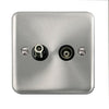 Curved Satin Chrome Isolated Satellite & Isolated Coaxial Outlet - Black Trim - SE Home