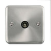 Curved Satin Chrome Single Isolated Coaxial Outlet - Black Trim - SE Home