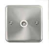 Curved Satin Chrome Single Isolated Coaxial Outlet - White Trim - SE Home
