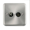 Curved Satin Chrome Non-Isolated Satellite & Non-Isolated Coaxial Outlet - Black Trim - SE Home