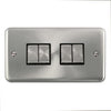 Curved Satin Chrome 10AX Ingot 4 Gang 2 Way Plate Switch - Black Trim - SE Home