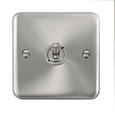 Curved Satin Chrome 10AX 1 Gang 2 Way Toggle Switch - SE Home