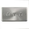 Curved Satin Chrome 10AX 3 Gang 2 Way Toggle Switch - SE Home
