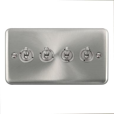 Curved Satin Chrome 10AX 4 Gang 2 Way Toggle Switch - SE Home