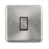 Curved Satin Chrome 10AX Ingot 1 Gang Intermediate Plate Switch - Black Trim - SE Home