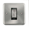 Curved Satin Chrome 45A Ingot 1 Gang DP Switch - Black Trim - SE Home