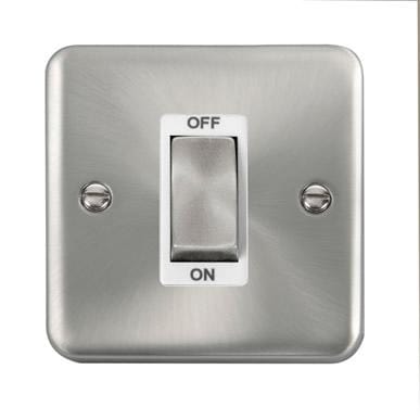 Curved Satin Chrome 45A Ingot 1 Gang DP Switch - White Trim - SE Home