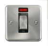 Curved Satin Chrome 45A Ingot 1 Gang DP Switch With Neon - Black Trim - SE Home