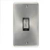 Curved Satin Chrome 45A Ingot 2 Gang DP Switch - Black Trim - SE Home