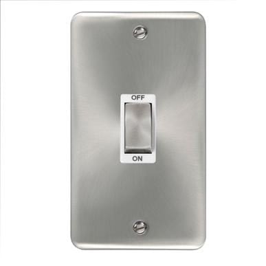 Curved Satin Chrome 45A Ingot 2 Gang DP Switch - White Trim - SE Home