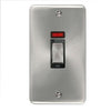 Curved Satin Chrome 45A Ingot 2 Gang DP Switch With Neon - Black Trim - SE Home