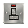 Curved Satin Chrome 13A Ingot DP Switched Fused Connection Unit With Neon - Black Trim - SE Home