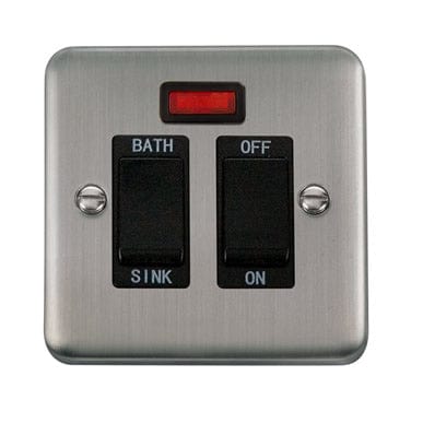 Curved Stainless Steel 20A DP Sink/Bath Switch With Neon - Black Trim - SE Home