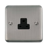 Curved Stainless Steel 2A Round Pin Socket - Black Trim - SE Home