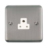 Curved Stainless Steel 2A Round Pin Socket - White Trim - SE Home