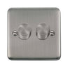 Curved Stainless Steel 2 Gang 2 Way 400Va Dimmer Switch - Black Trim - SE Home