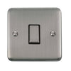 Curved Stainless Steel 10AX Ingot 1 Gang 2 Way Plate Switch - Black Trim - SE Home