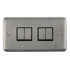 Curved Stainless Steel 10AX Ingot 4 Gang 2 Way Plate Switch - Black Trim - SE Home