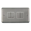 Curved Stainless Steel 10AX Ingot 4 Gang 2 Way Plate Switch - White Trim - SE Home