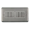 Curved Stainless Steel 10AX Ingot 6 Gang 2 Way Plate Switch - White Trim - SE Home