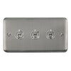 Curved Stainless Steel 10AX 3 Gang 2 Way Toggle Switch - Black Trim - SE Home