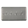Curved Stainless Steel 10AX 4 Gang 2 Way Toggle Switch - Black Trim - SE Home