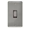 Curved Stainless Steel 45A Ingot 2 Gang DP Switch - Black Trim - SE Home