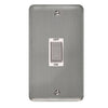 Curved Stainless Steel 45A Ingot 2 Gang DP Switch - White Trim - SE Home