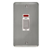 Curved Stainless Steel 45A Ingot 2 Gang DP Switch With Neon - White Trim - SE Home