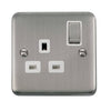 Curved Stainless Steel 13A Ingot 1 Gang DP Switched Socket - White Trim - SE Home