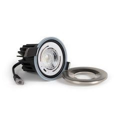 Brushed Chrome CCT Fire Rated LED Dimmable 10W IP65 Downlight - SE Home
