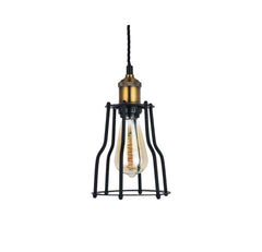 Denman Cone Industrial Black Cage Pendant Light - SE Home