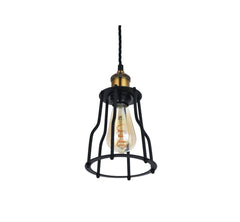 Denman Cone Industrial Black Cage Pendant Light - SE Home
