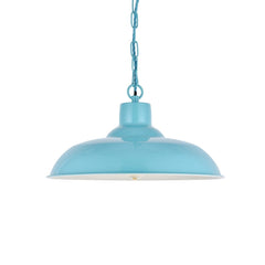 Portland Reclaimed Style Industrial Pendant Light Duck Egg Blue Turquoise - SE Home