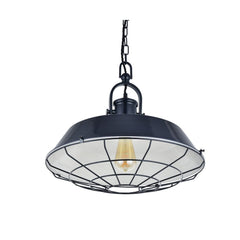 Brewer Cage Industrial Pendant Light Squid Ink Navy Blue - SE Home