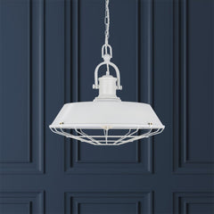 Brewer Cage Industrial Pendant Light Clay White Cream - SE Home