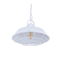 Brewer Cage Industrial Pendant Light Pure White - SE Home