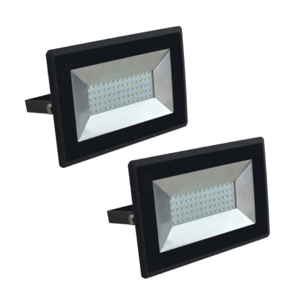 50W Slim LED Floodlight 6000K (Pack of 2)