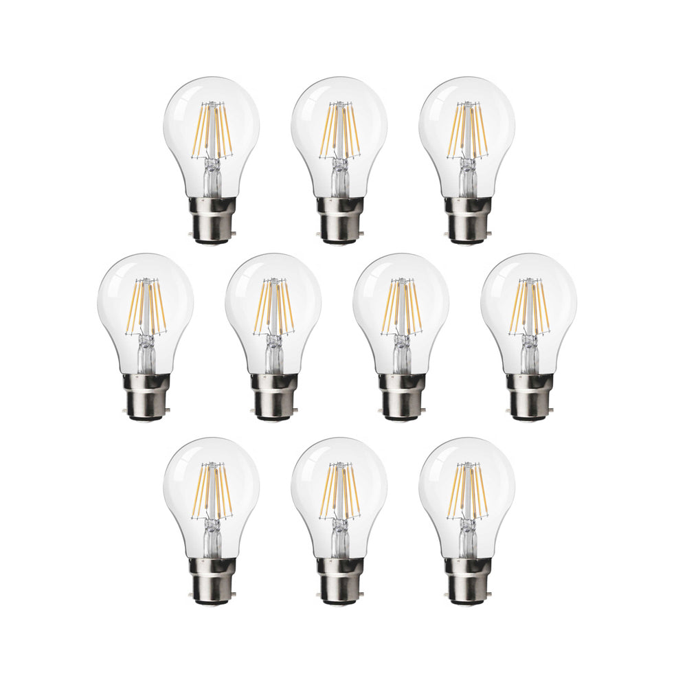 10 Pack - 6W B22 LED Filament Light Bulb 2700K Non-Dimmable