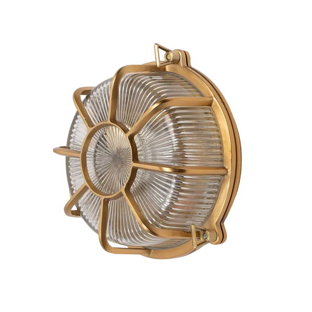 Carlisle Lacquered Brass IP66 Web Prismatic Glass Wall Light - The Outdoor & Bathroom Collection