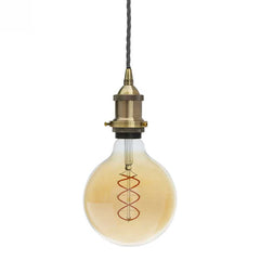 Antique Brass Decorative Bulb Holder with Dark Grey Twisted Cable - SE Home