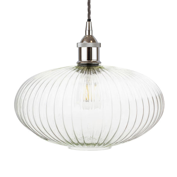 Henley Ellipse Glass Pendant Light with Small Cap - Nickel - SE Home