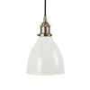 Clay White Classic Painted Pendant Light - Brushed Chrome Lamp Holder & Ceiling Rose - SE Home