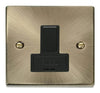 Antique Brass - Black Inserts Antique Brass 13A Fused Connection Unit Switched - Black Trim