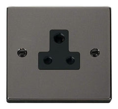 Black Nickel - Black Inserts Black Nickel 1 Gang 5A Round Pin Socket - Black Trim