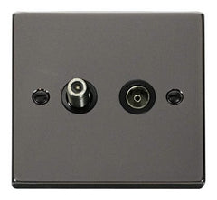 Black Nickel - Black Inserts Black Nickel Satellite And Isolated Coaxial 1 Gang Socket - Black Trim