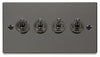Black Nickel - Black Inserts Black Nickel 4 Gang 2 Way 10AX Toggle Light Switch