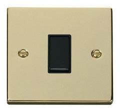 Polished Brass - Black Inserts Polished Brass 10A 1 Gang Intermediate Light Switch - Black Trim