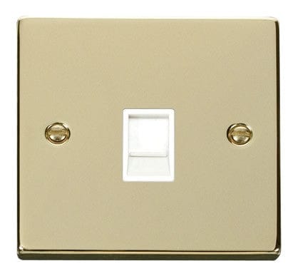 Polished Brass - White Inserts Polished Brass Rj11 Socket - White Trim